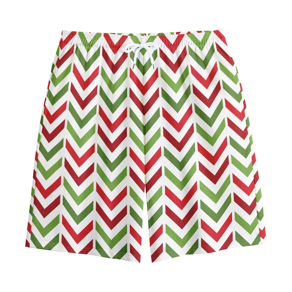 Zigzag Merry Christmas Pattern Print Cotton Shorts