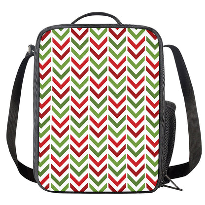 Zigzag Merry Christmas Pattern Print Crossbody Lunch Bag