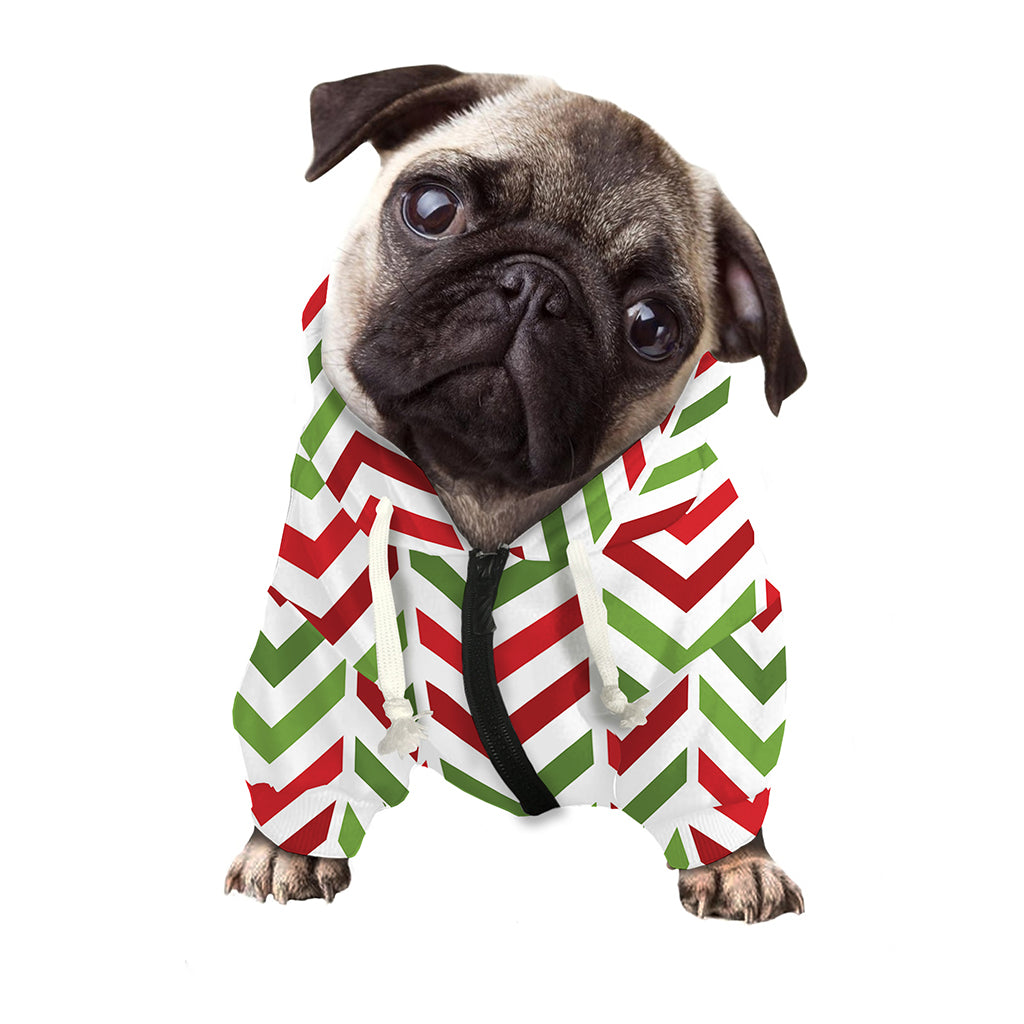 Zigzag Merry Christmas Pattern Print Dog Zip Up Hoodie