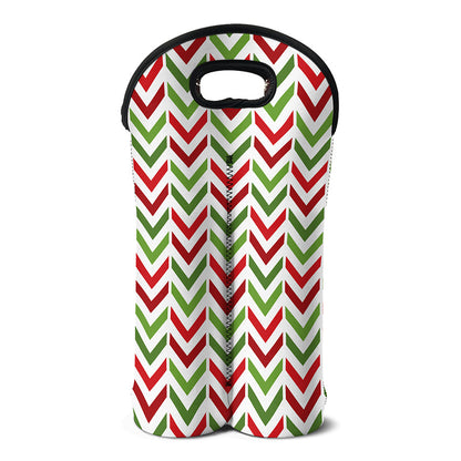 Zigzag Merry Christmas Pattern Print Double Neoprene Wine Tote