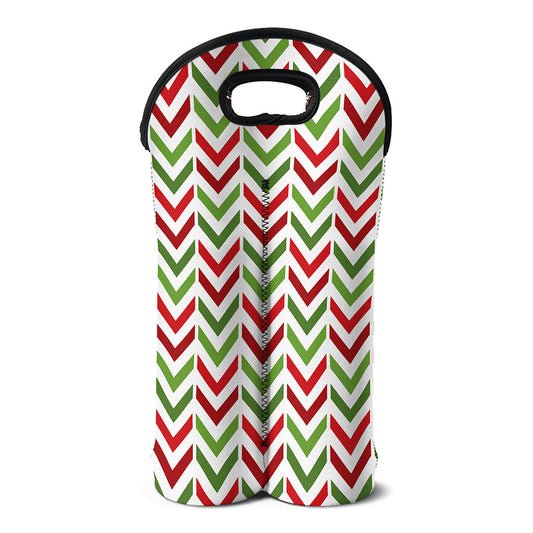 Zigzag Merry Christmas Pattern Print Double Neoprene Wine Tote