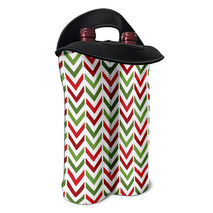Zigzag Merry Christmas Pattern Print Double Neoprene Wine Tote