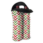 Zigzag Merry Christmas Pattern Print Double Neoprene Wine Tote