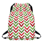 Zigzag Merry Christmas Pattern Print Drawstring Backpack