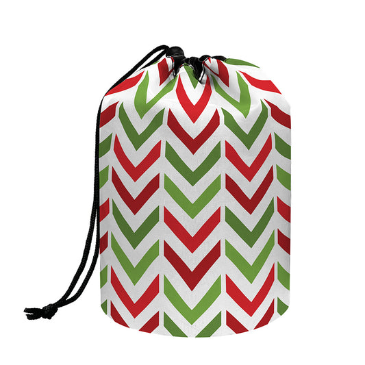 Zigzag Merry Christmas Pattern Print Drawstring Makeup Bag
