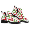 Zigzag Merry Christmas Pattern Print Flat Ankle Boots