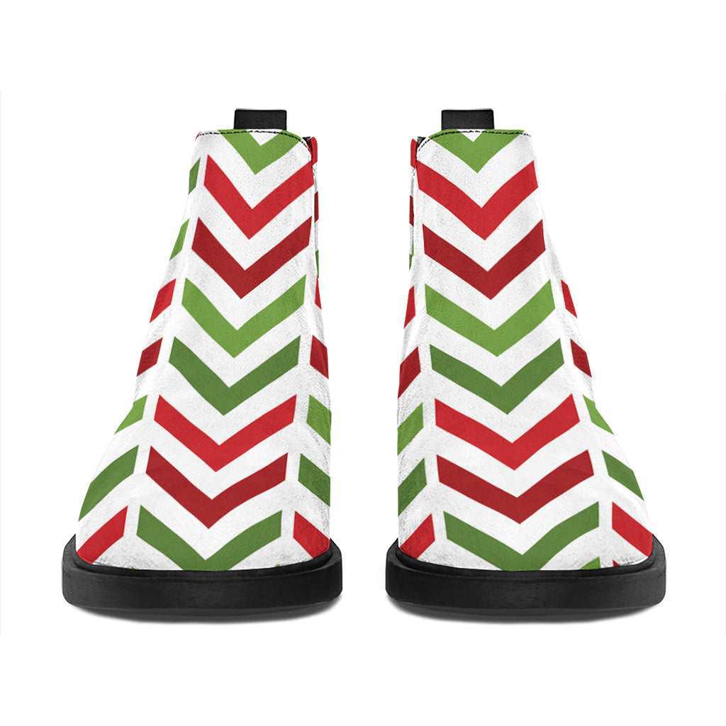 Zigzag Merry Christmas Pattern Print Flat Ankle Boots