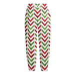 Zigzag Merry Christmas Pattern Print Fleece Lined Knit Pants