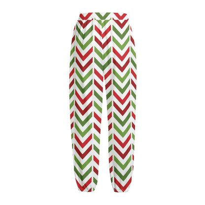 Zigzag Merry Christmas Pattern Print Fleece Lined Knit Pants