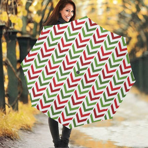 Zigzag Merry Christmas Pattern Print Foldable Umbrella