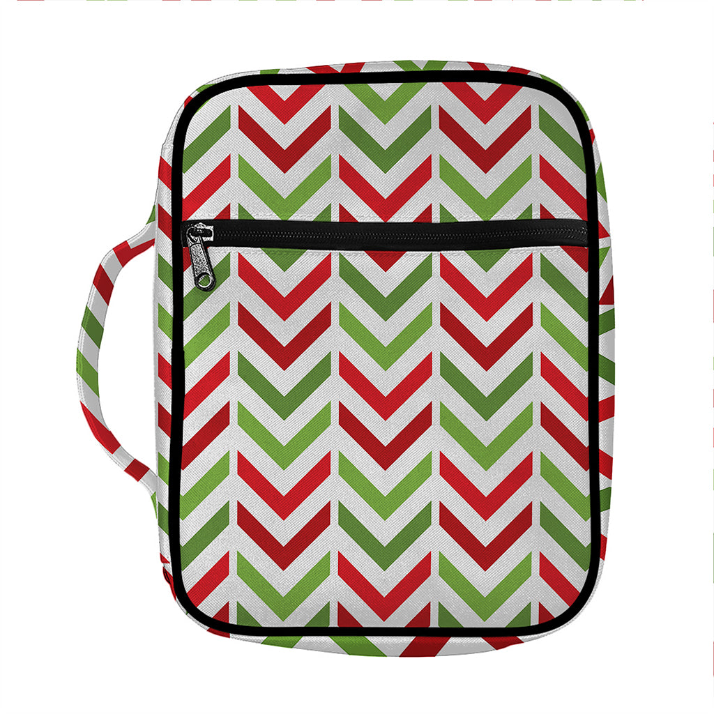 Zigzag Merry Christmas Pattern Print Front Pocket Bible Bag