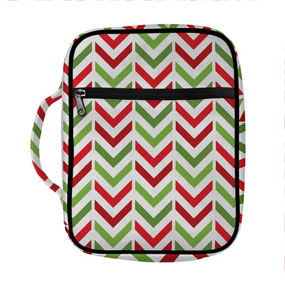 Zigzag Merry Christmas Pattern Print Front Pocket Bible Bag