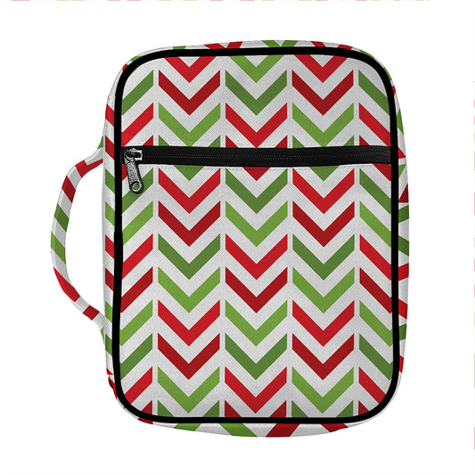 Zigzag Merry Christmas Pattern Print Front Pocket Bible Bag