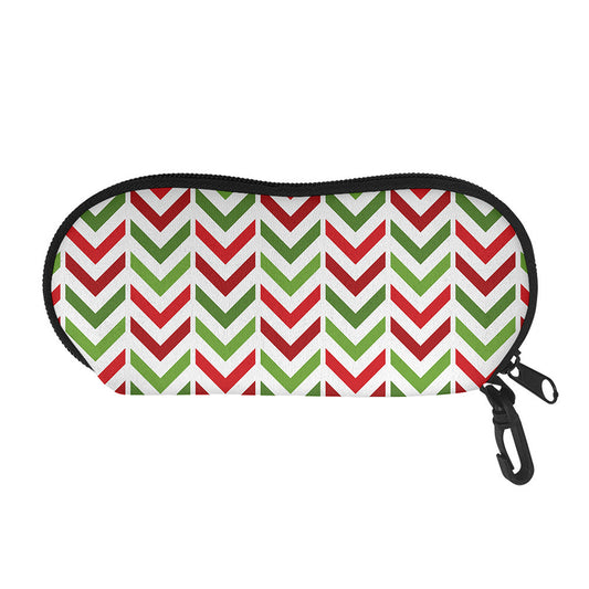 Zigzag Merry Christmas Pattern Print Glasses Case
