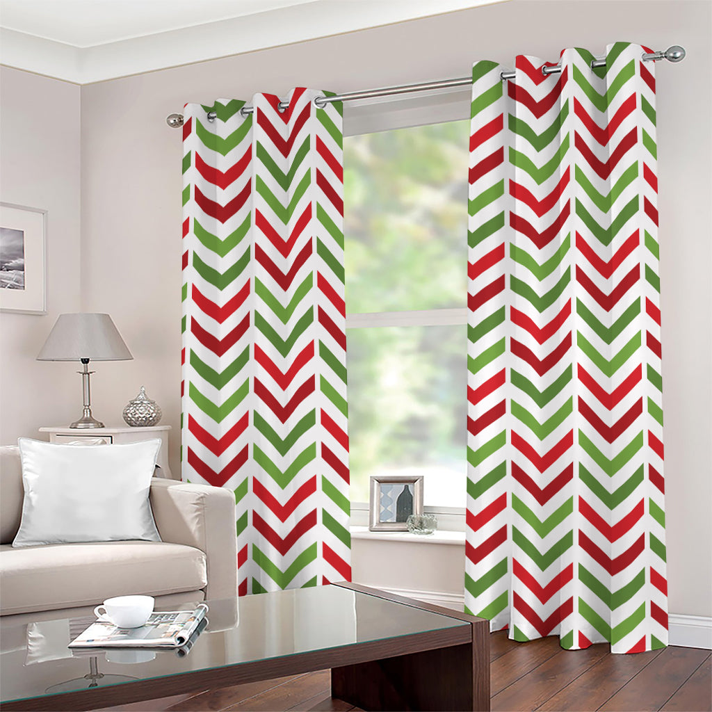 Zigzag Merry Christmas Pattern Print Grommet Curtains