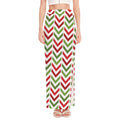 Zigzag Merry Christmas Pattern Print High Slit Maxi Skirt