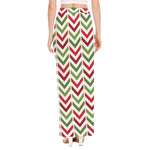 Zigzag Merry Christmas Pattern Print High Slit Maxi Skirt