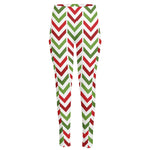 Zigzag Merry Christmas Pattern Print High-Waisted Pocket Leggings