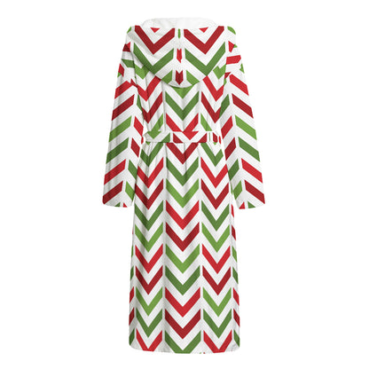 Zigzag Merry Christmas Pattern Print Hooded Bathrobe