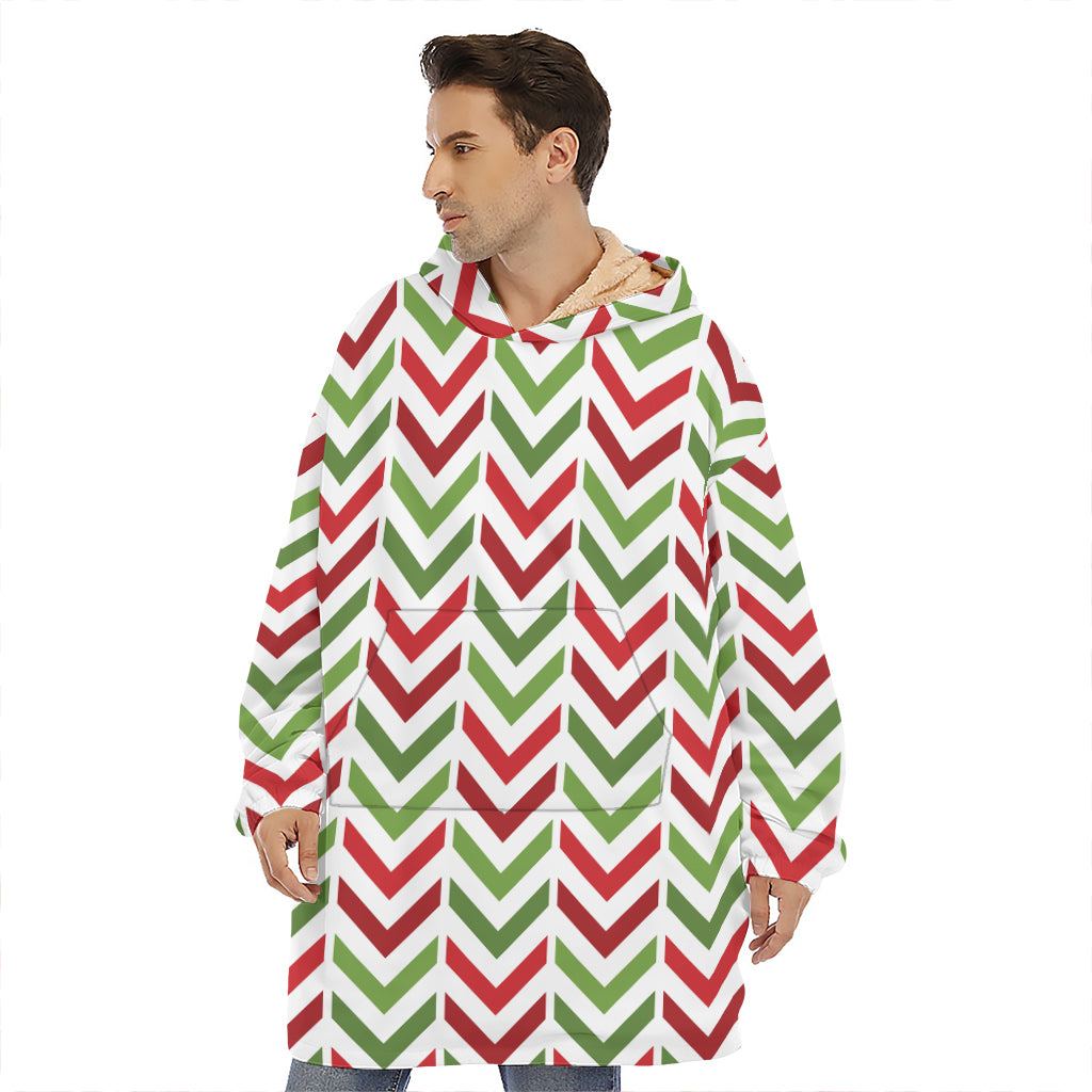 Zigzag Merry Christmas Pattern Print Hoodie Blanket
