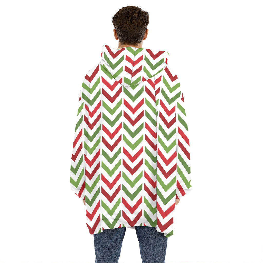 Zigzag Merry Christmas Pattern Print Hoodie Blanket