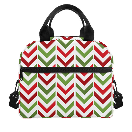 Zigzag Merry Christmas Pattern Print Insulated Lunch Bag