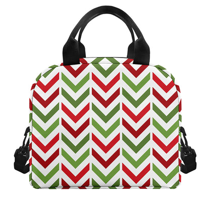 Zigzag Merry Christmas Pattern Print Insulated Lunch Bag