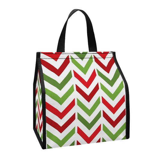 Zigzag Merry Christmas Pattern Print Insulated Lunch Tote
