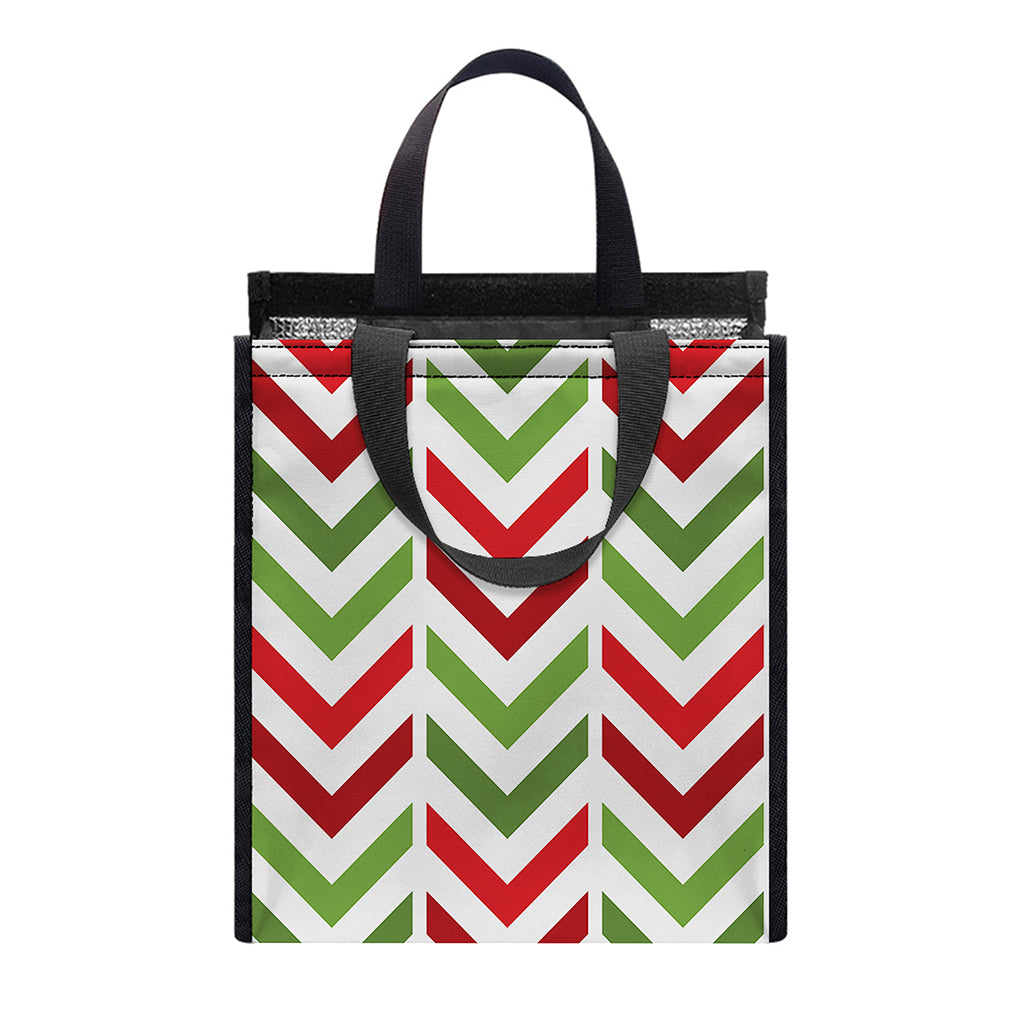 Zigzag Merry Christmas Pattern Print Insulated Lunch Tote