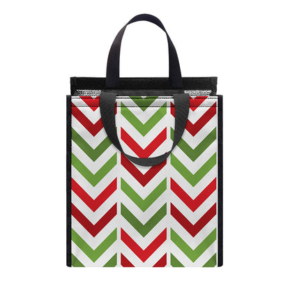 Zigzag Merry Christmas Pattern Print Insulated Lunch Tote