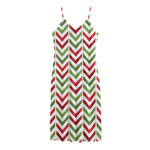 Zigzag Merry Christmas Pattern Print Jersey Midi Cami Dress