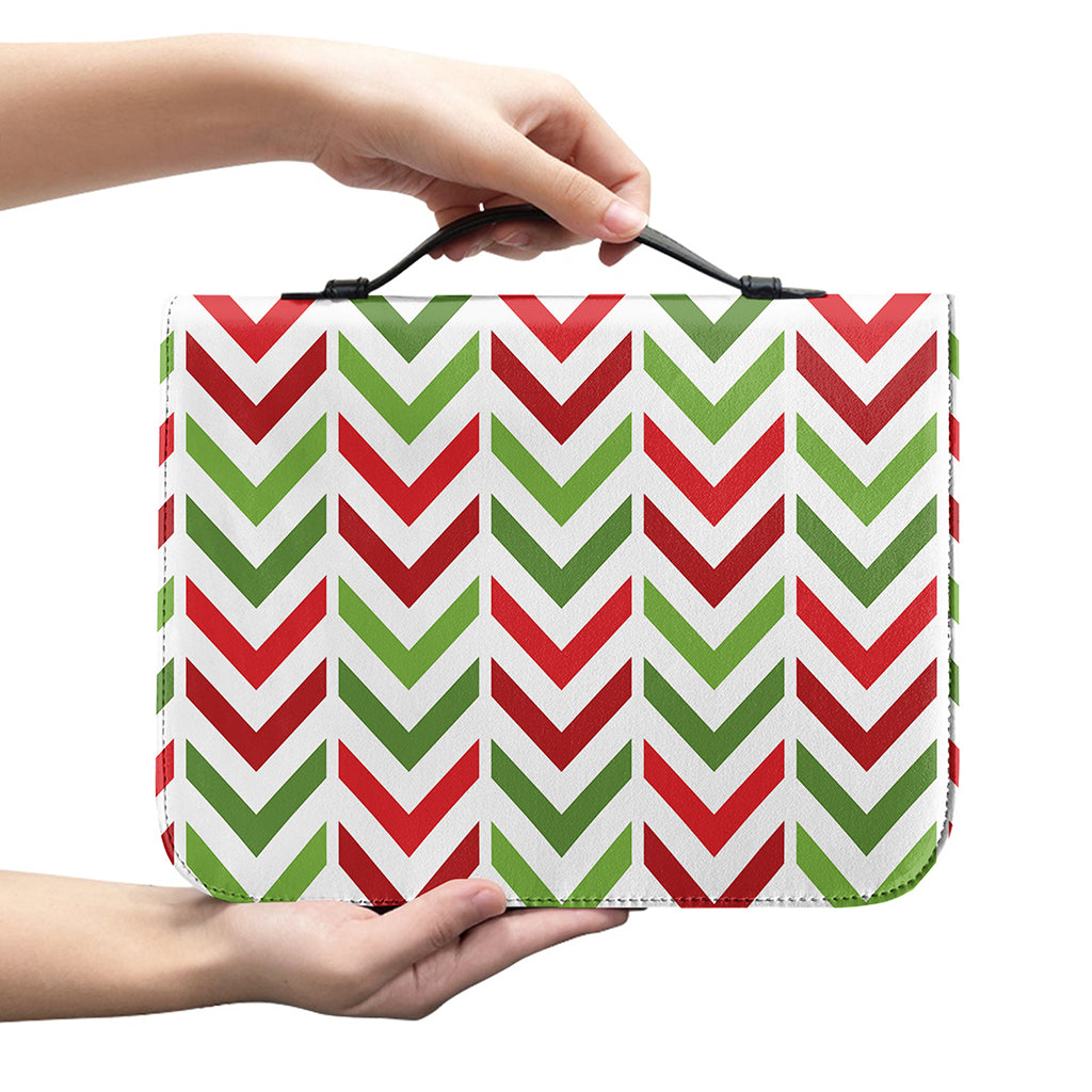 Zigzag Merry Christmas Pattern Print Leather Bible Cover