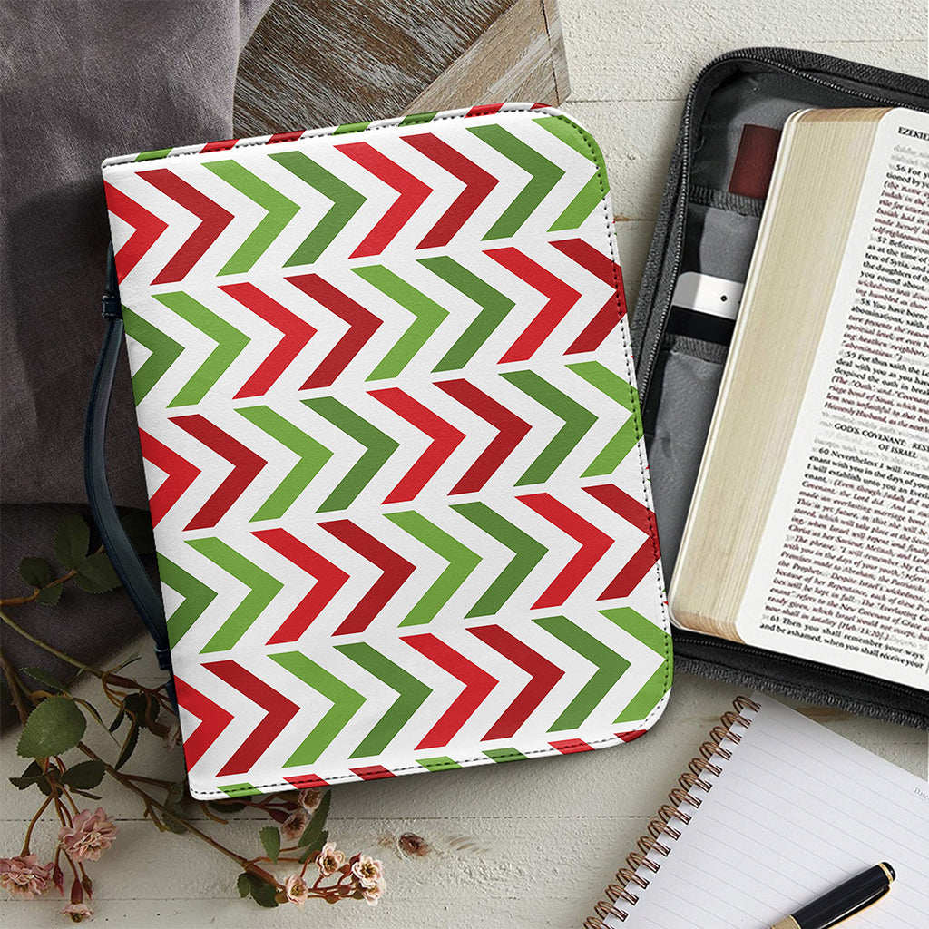 Zigzag Merry Christmas Pattern Print Leather Bible Cover