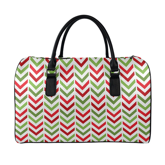Zigzag Merry Christmas Pattern Print Leather Duffle Bag