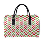 Zigzag Merry Christmas Pattern Print Leather Duffle Bag