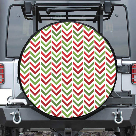 Zigzag Merry Christmas Pattern Print Leather Spare Tire Cover