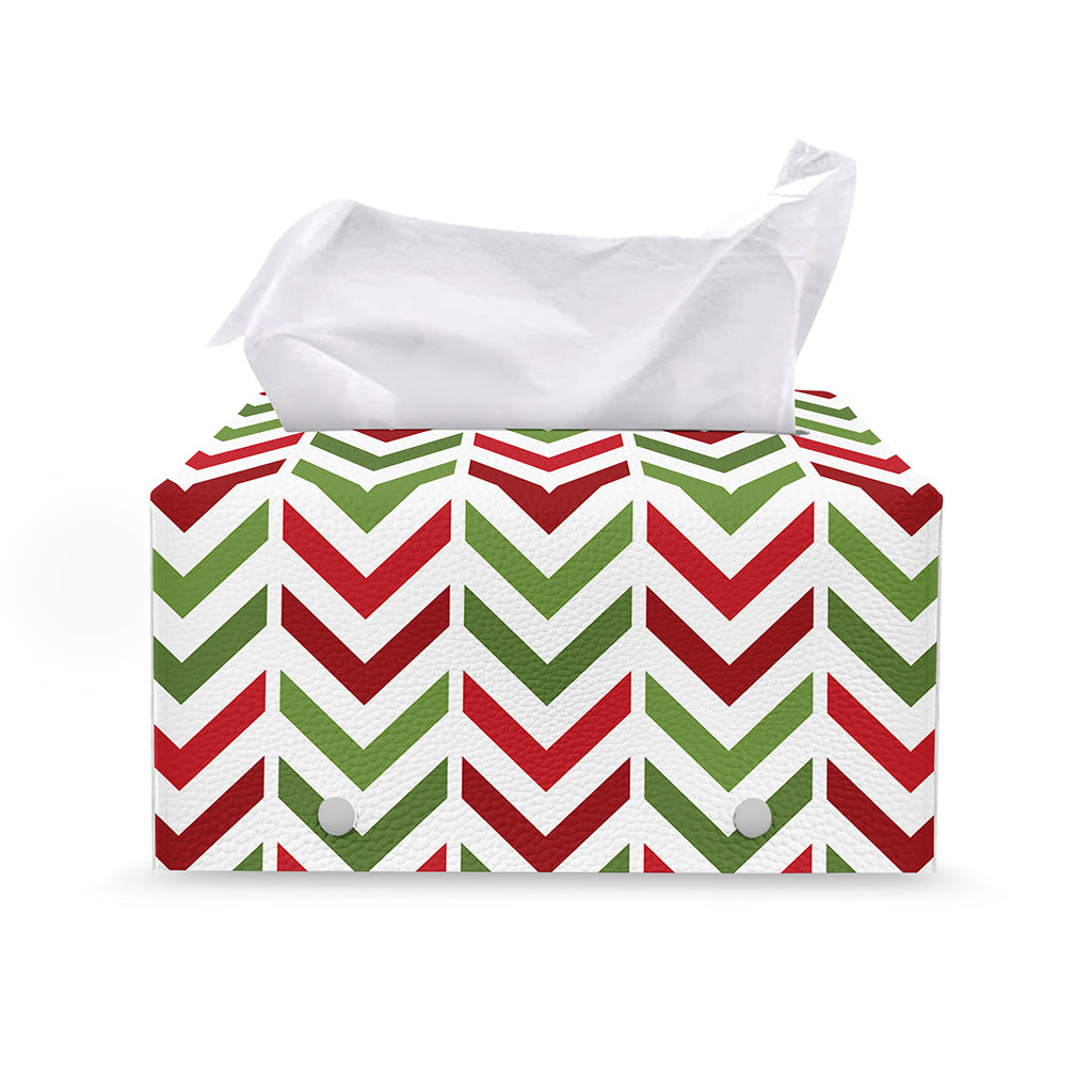 Zigzag Merry Christmas Pattern Print Leather Tissue Box Cover