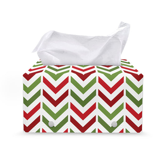 Zigzag Merry Christmas Pattern Print Leather Tissue Box Cover