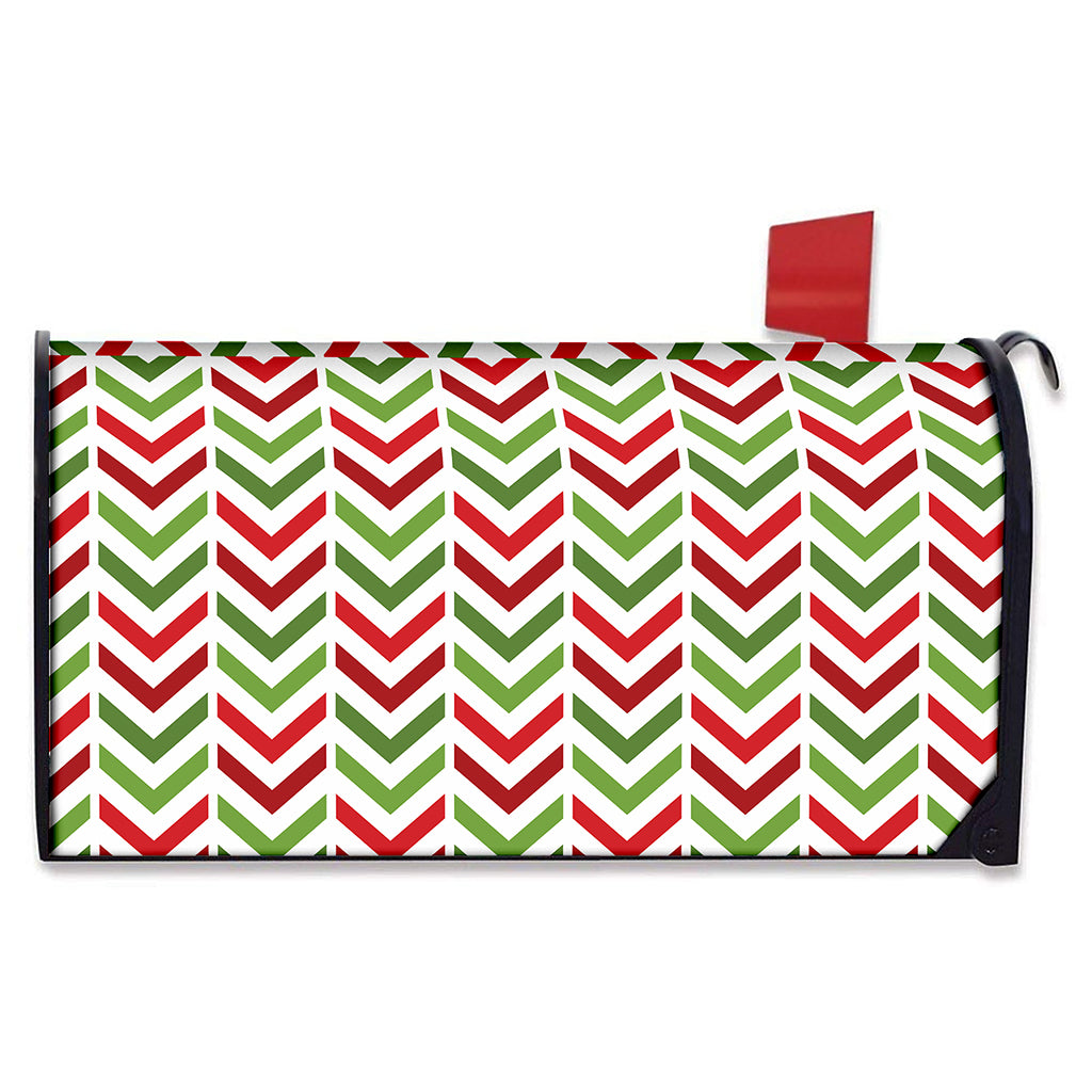 Zigzag Merry Christmas Pattern Print Mailbox Cover