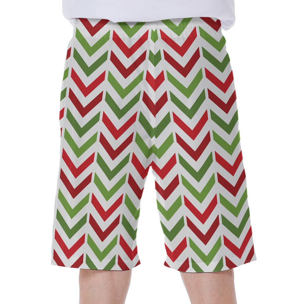 Zigzag Merry Christmas Pattern Print Men's Beach Shorts