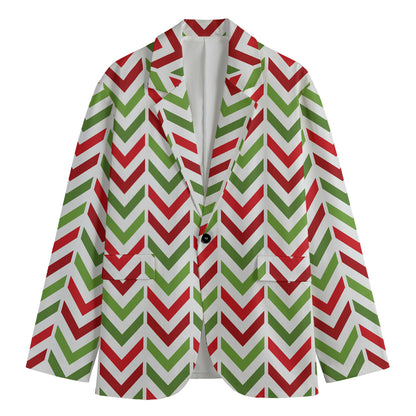 Zigzag Merry Christmas Pattern Print Men's Blazer