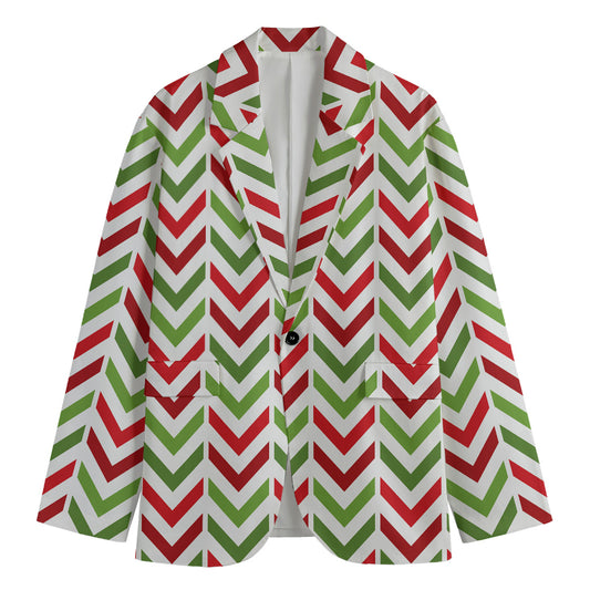 Zigzag Merry Christmas Pattern Print Men's Blazer