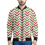 Zigzag Merry Christmas Pattern Print Men's Bomber Jacket