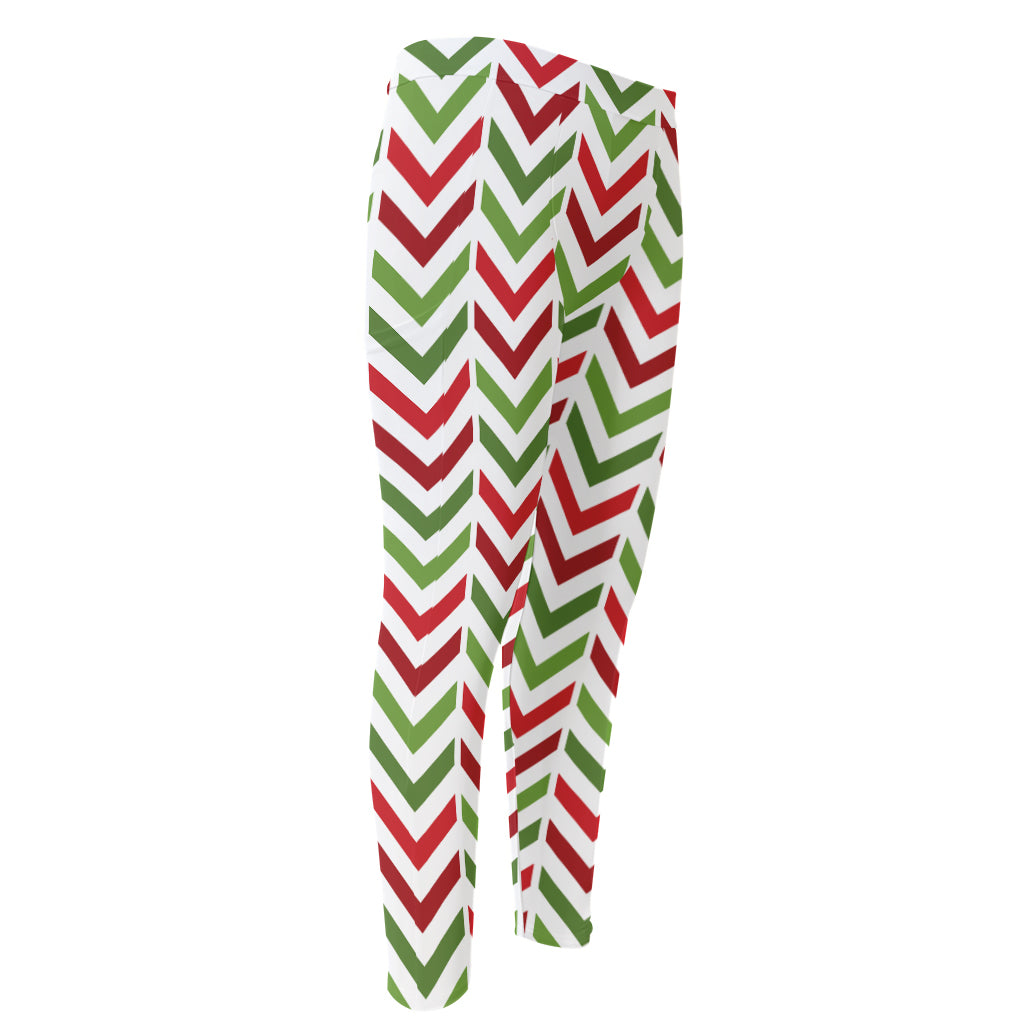 Zigzag Merry Christmas Pattern Print Men's Compression Pants