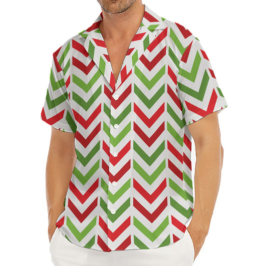 Zigzag Merry Christmas Pattern Print Men's Deep V-Neck Shirt