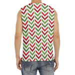 Zigzag Merry Christmas Pattern Print Men's Fitness Tank Top