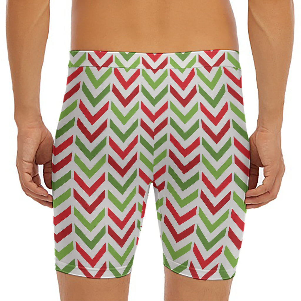 Zigzag Merry Christmas Pattern Print Men's Long Boxer Briefs
