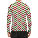 Zigzag Merry Christmas Pattern Print Men's Long Sleeve Rash Guard