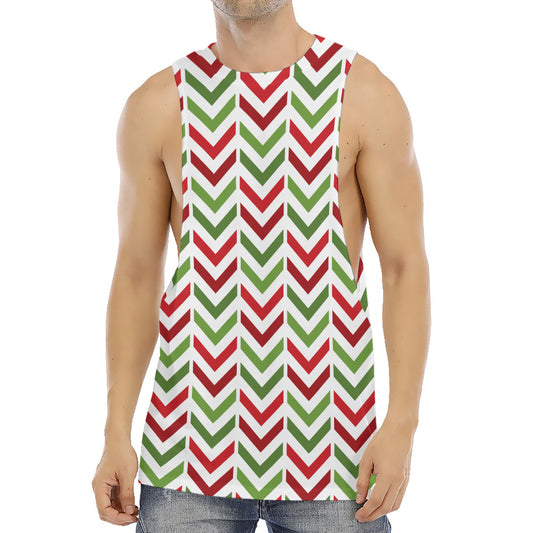 Zigzag Merry Christmas Pattern Print Men's Muscle Tank Top