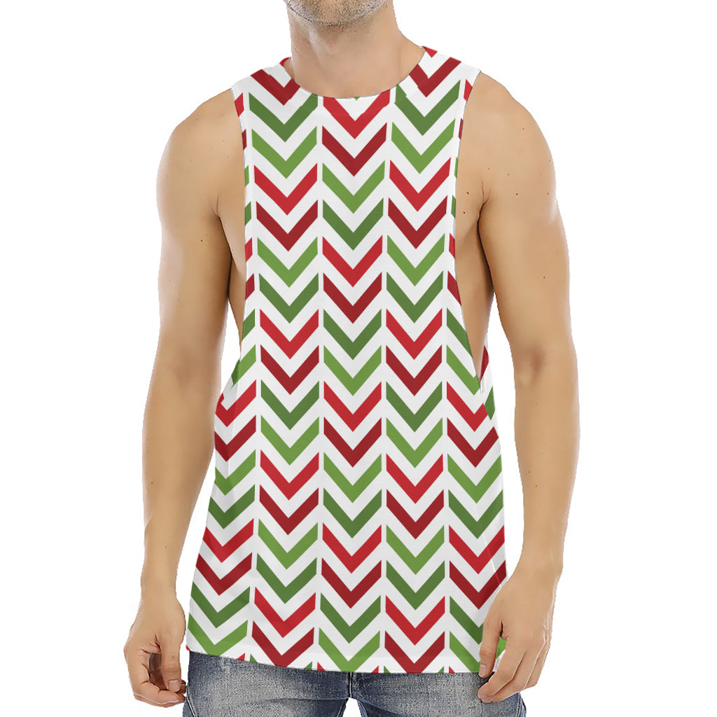 Zigzag Merry Christmas Pattern Print Men's Muscle Tank Top